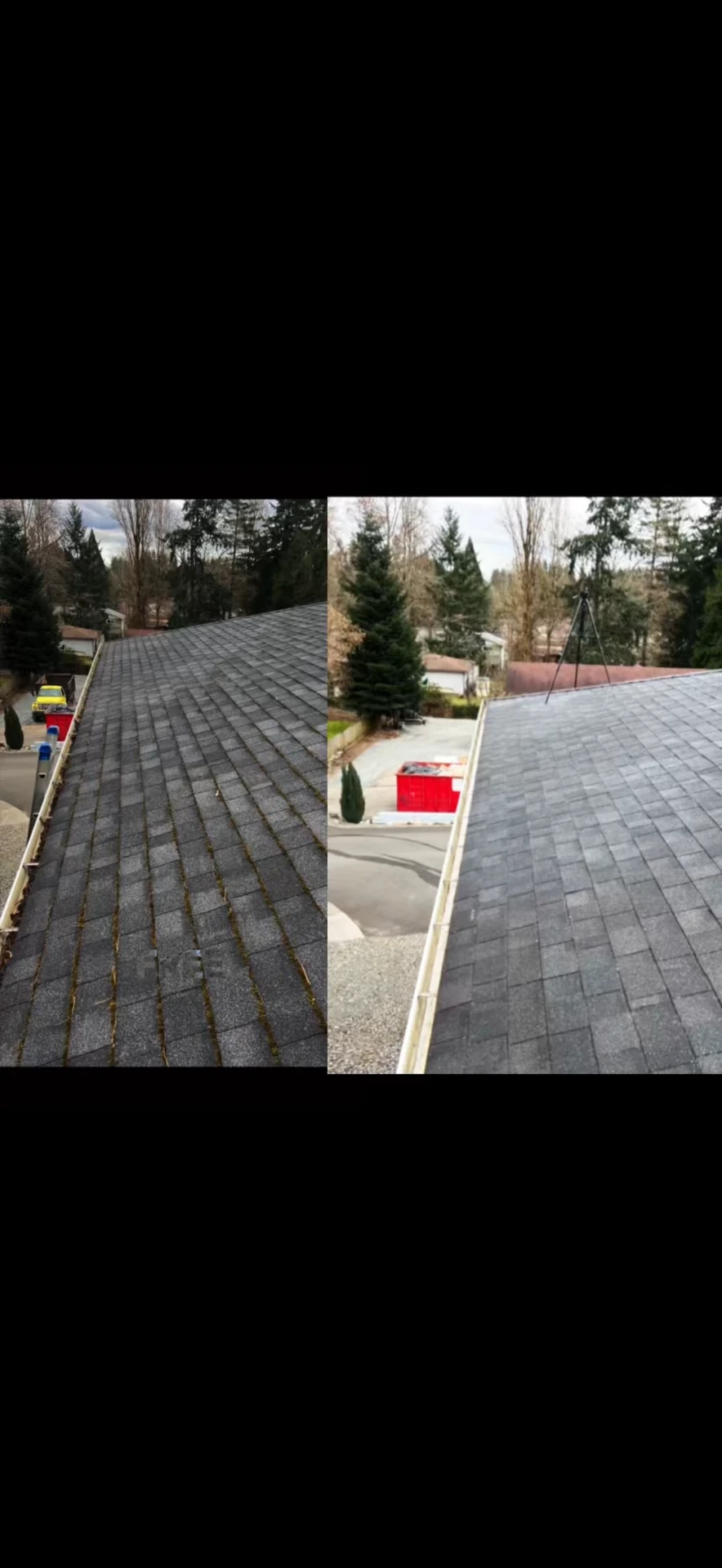 Before and After Roof Soft Wash (Youngsville, LA)